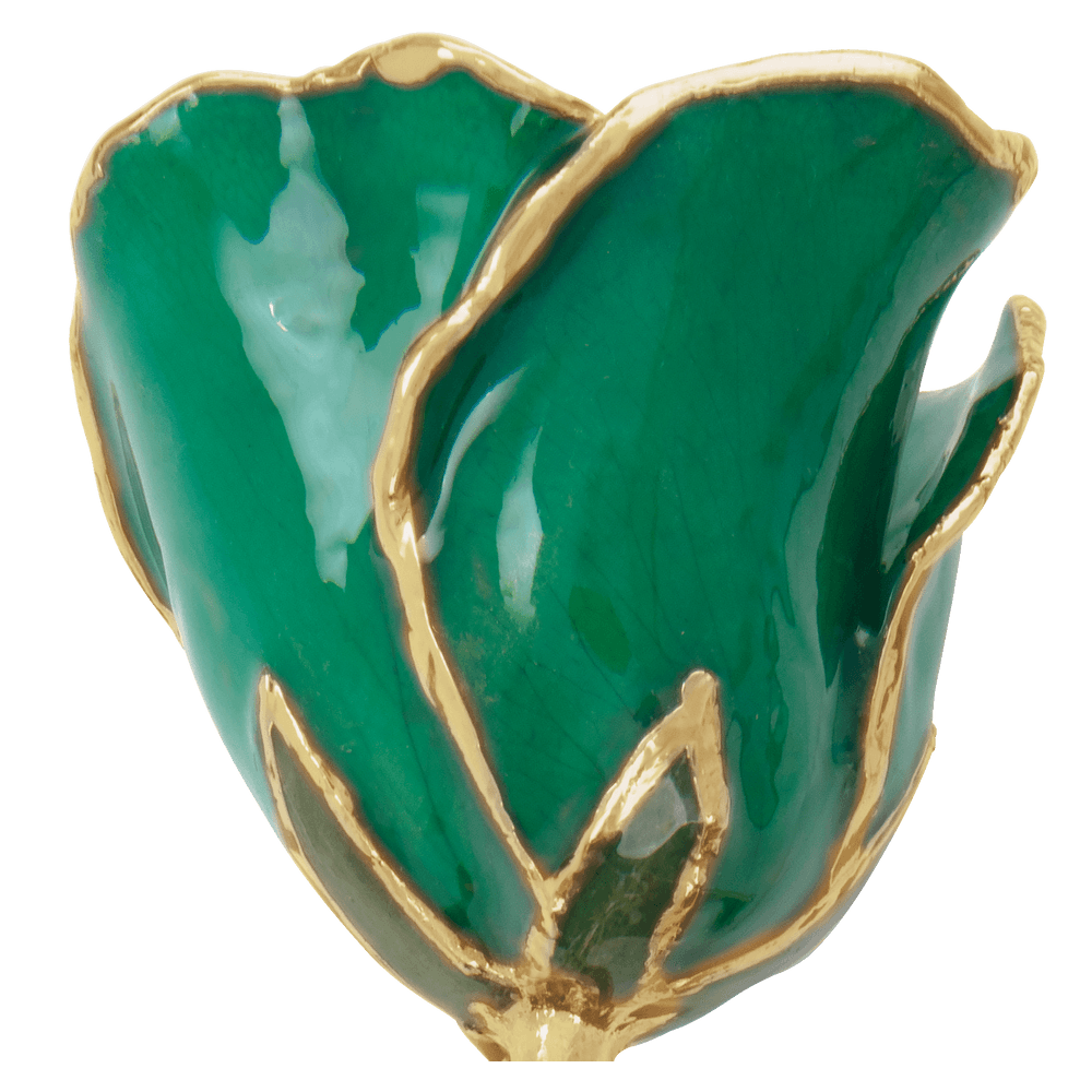 May Emerald Birthstone 24k Gold Dipped Rose