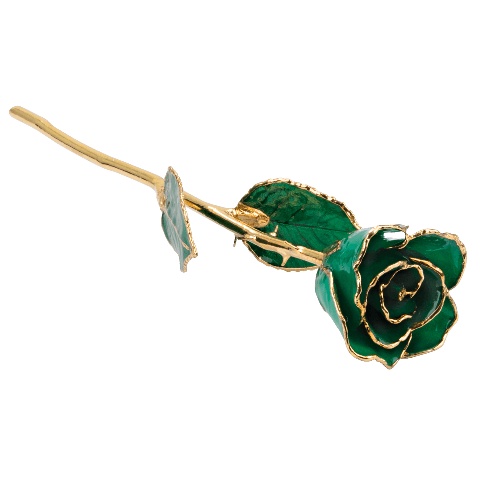 May Emerald Birthstone 24k Gold Dipped Rose