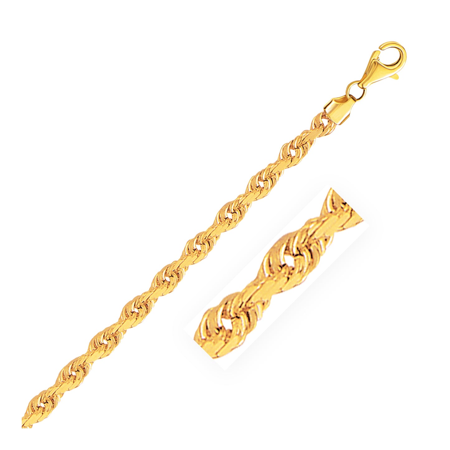 14k Solid Gold Diamond Cut Rope Chain (5mm)