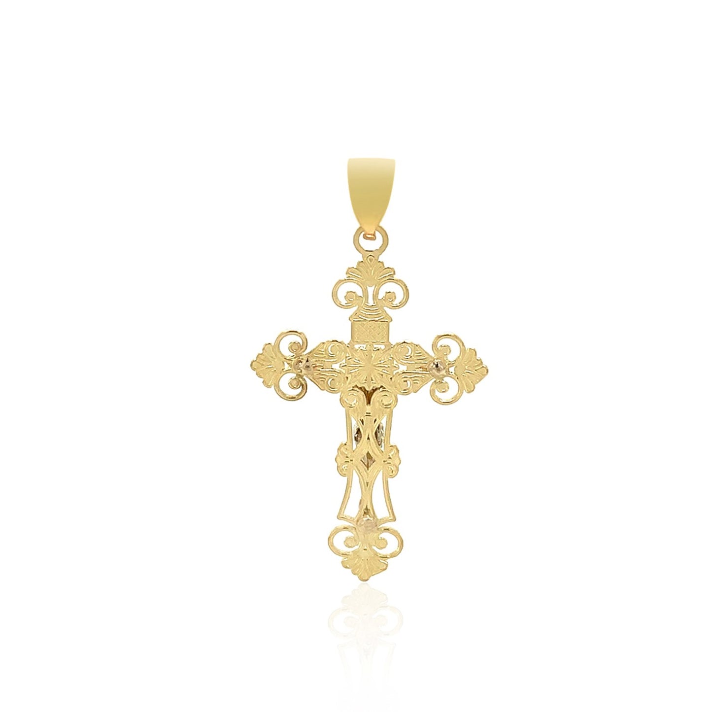 14k Two-Tone Crucifix Cross Pendant