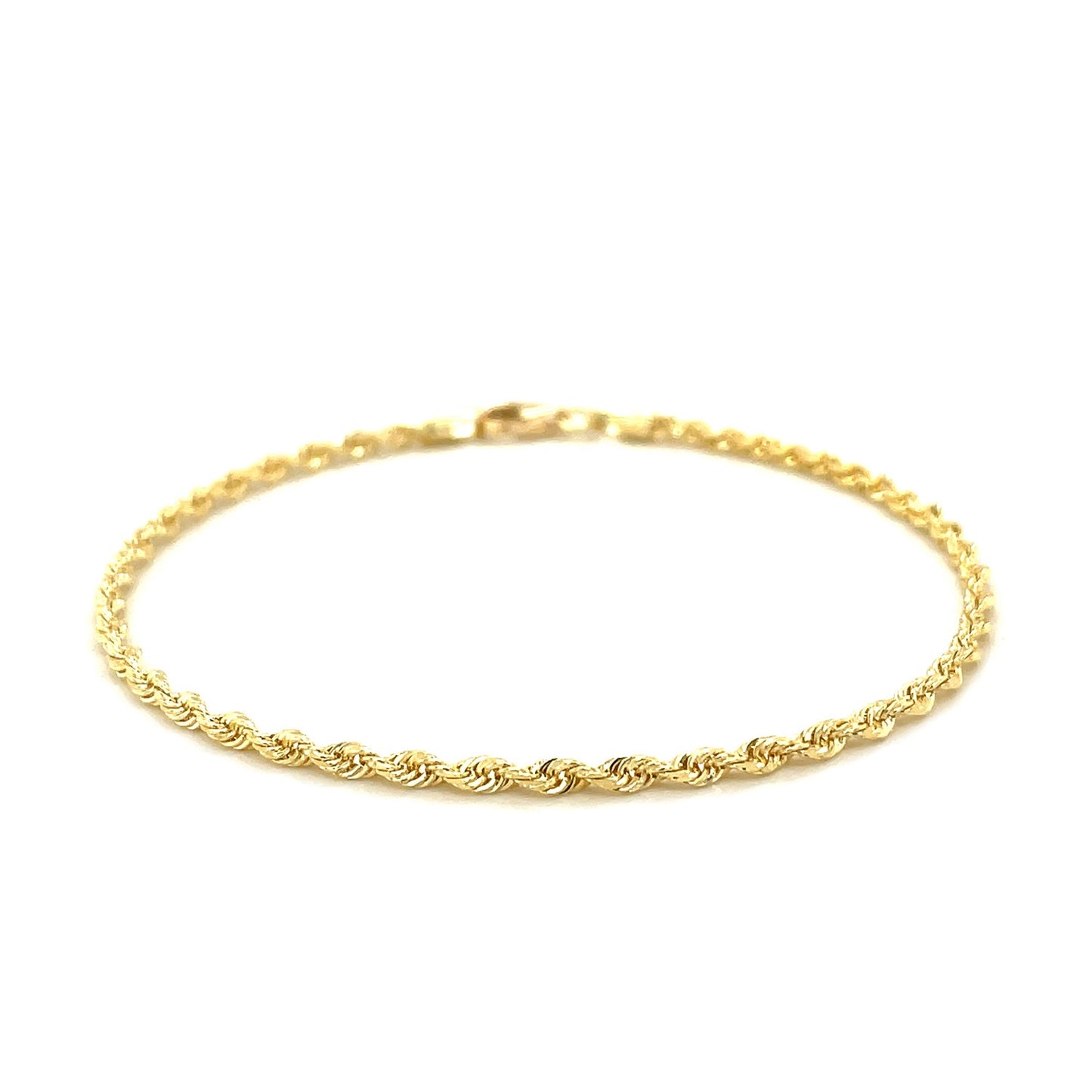 14k Solid Gold Diamond Cut Rope Bracelet (2.5mm)