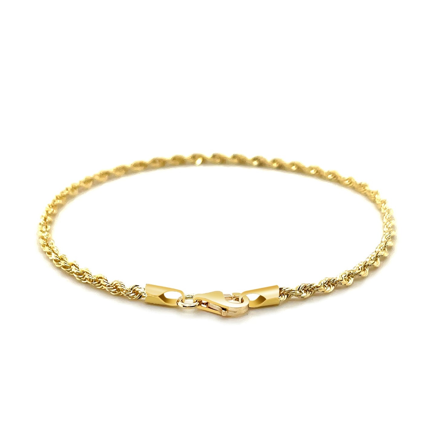 14k Solid Gold Diamond Cut Rope Bracelet (2.5mm)