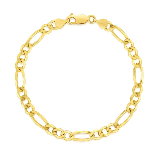 14k Solid Gold Figaro Bracelet (4.5mm)