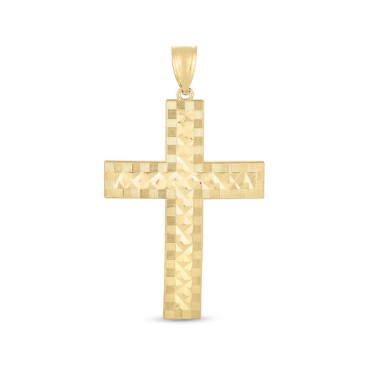 14k Diamond Cut Cross Pendant