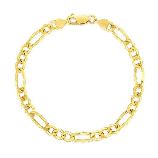 10k Solid Gold Figaro Bracelet (4.5mm)