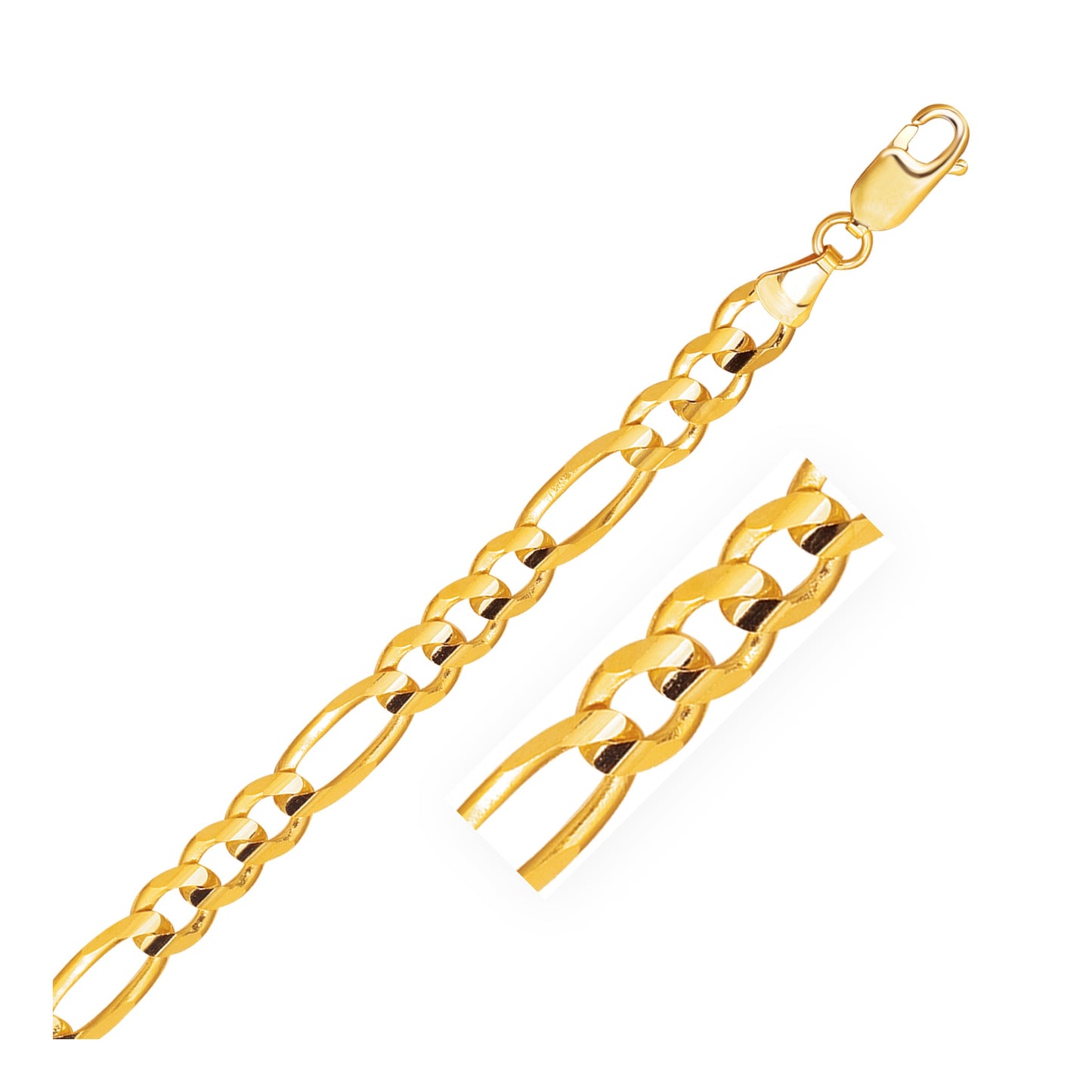 14k Solid Gold Figaro Bracelet (7mm)