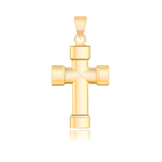 14k Block Cross Pendant