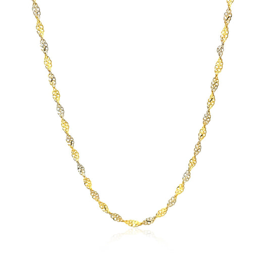 14k Solid Gold Two-Tone Singapore Chain (2mm)