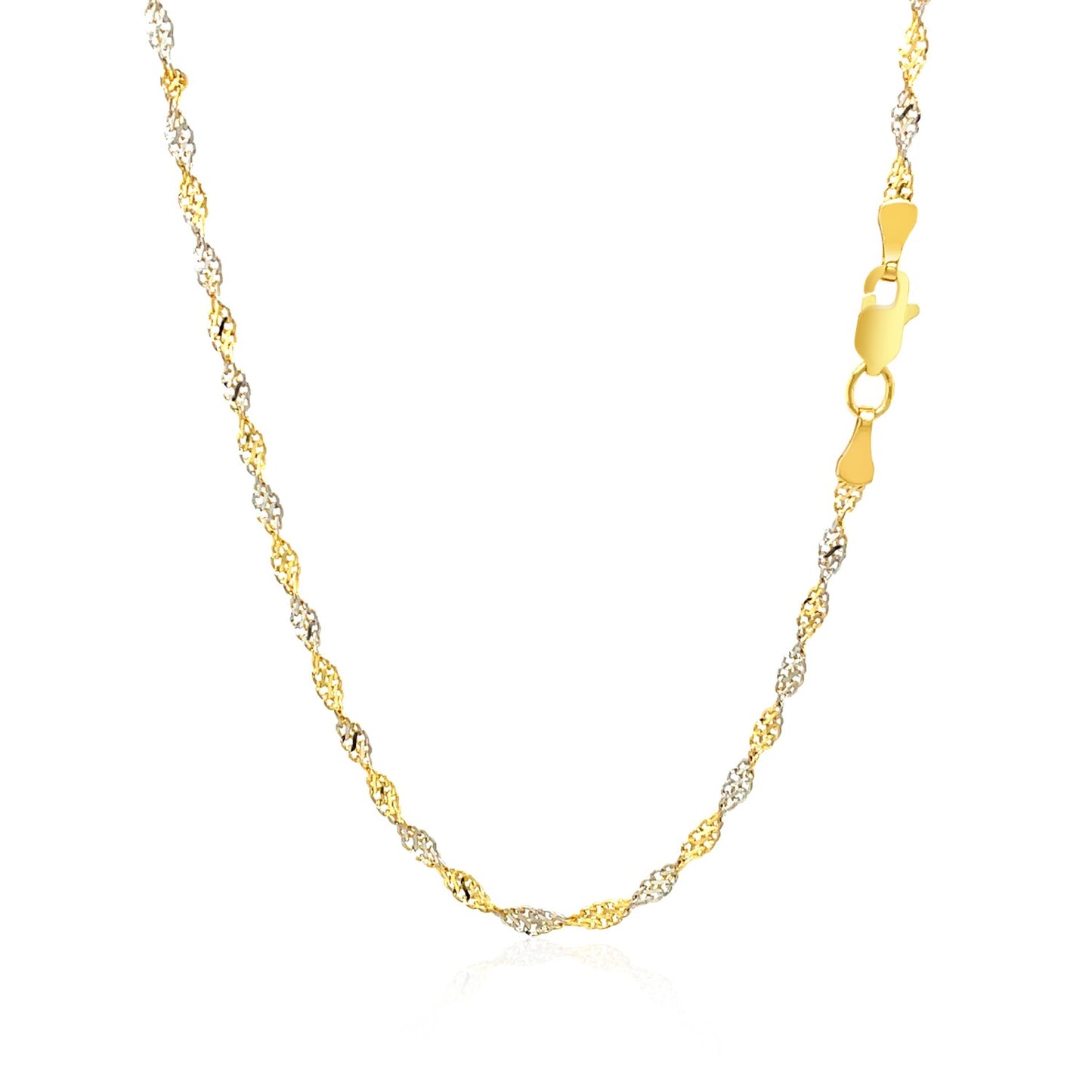 14k Solid Gold Two-Tone Singapore Chain (2mm)