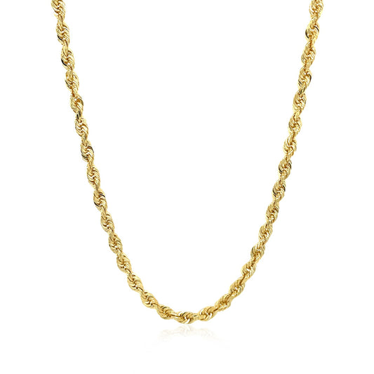 14k Solid Gold Diamond Cut Rope Chain (3mm)