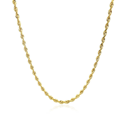 10k Solid Gold Diamond Cut Rope Chain (2.5mm)