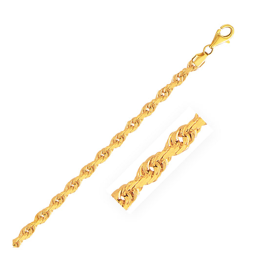 14k Solid Gold Diamond Cut Rope Chain (4mm)