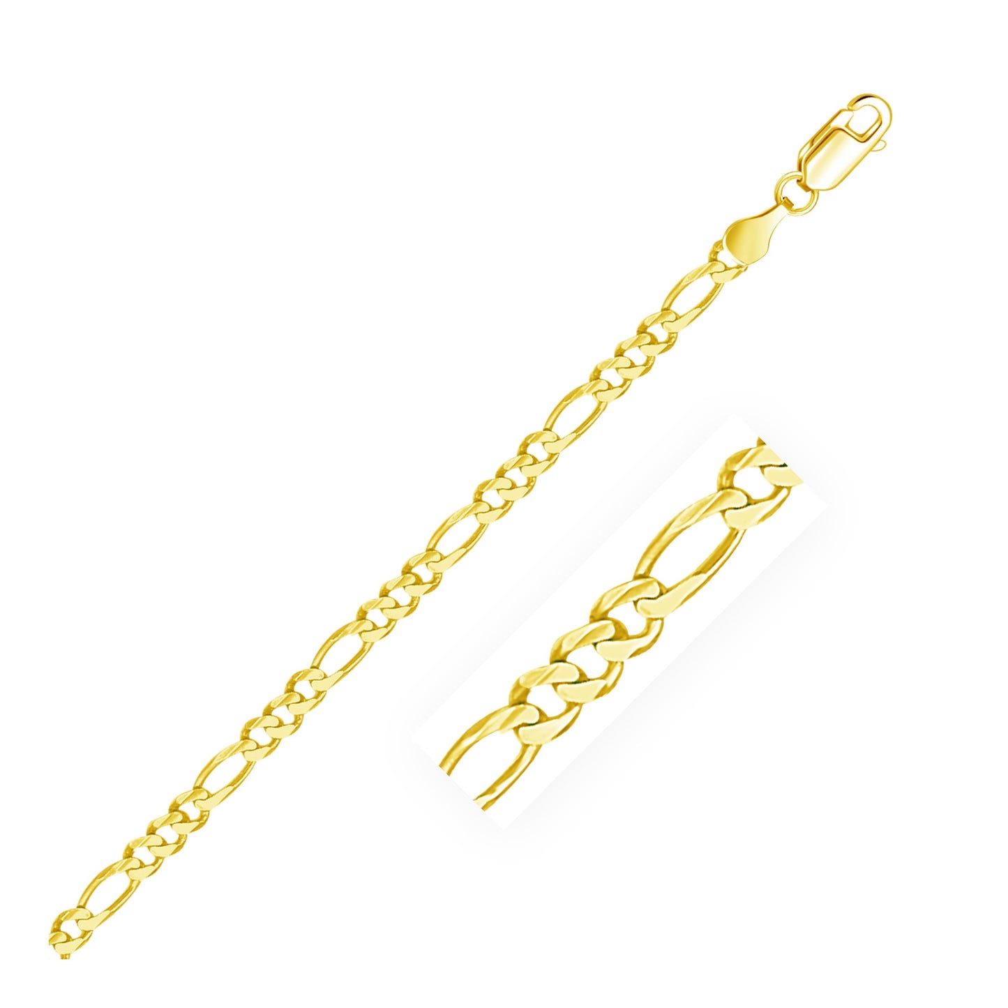 14k Solid Gold Figaro Bracelet (3.8mm)