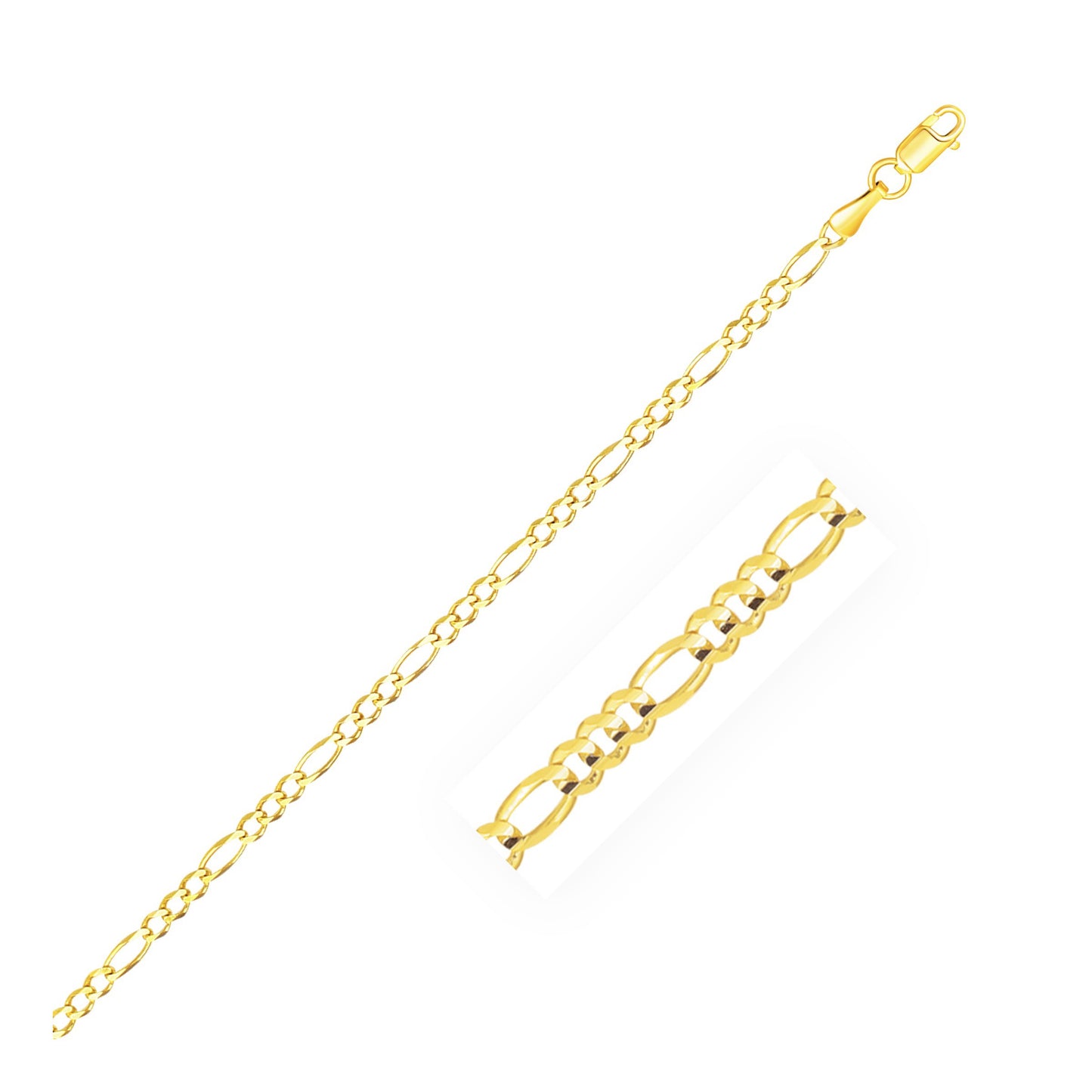 14k Solid Gold Figaro Chain (2.6mm)