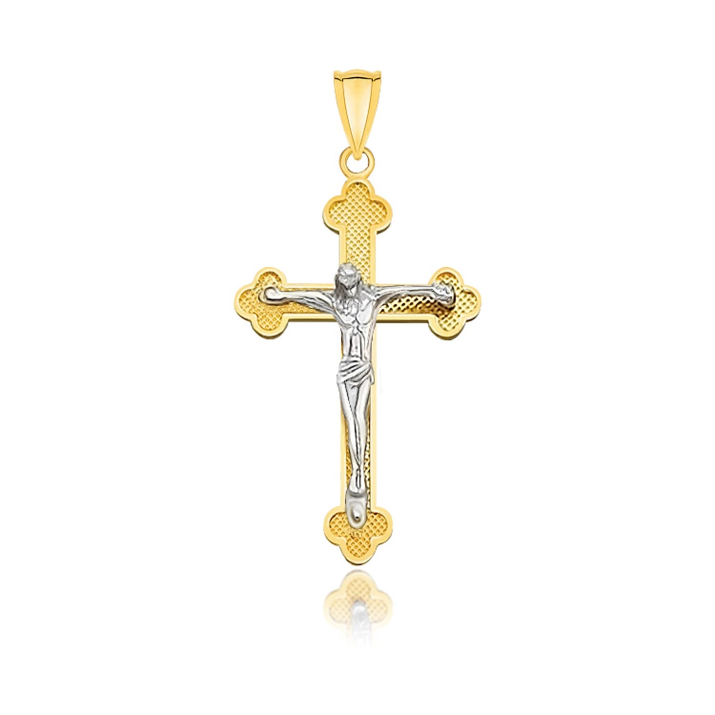 14k Budded Crucifix Cross Pendant