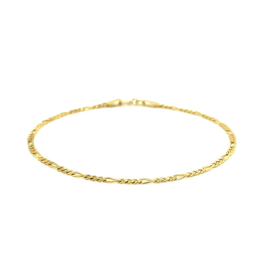 14k Solid Gold Figaro Bracelet (1.9mm)