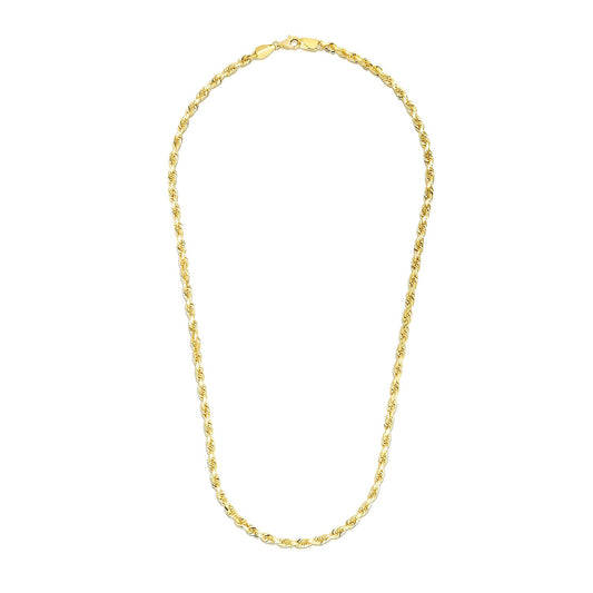 14k Solid Gold Diamond Cut Rope Chain (3.5mm)