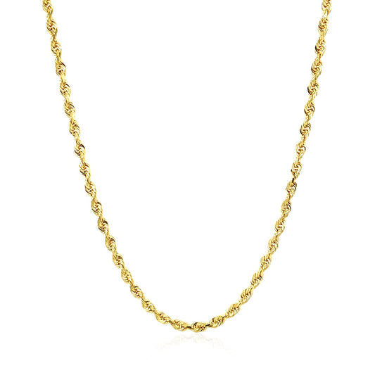 14k Solid Gold Diamond Cut Rope Chain (2.5mm)