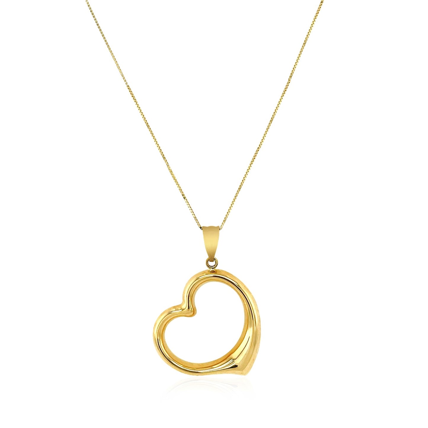 14k Floating Heart Drop Pendant