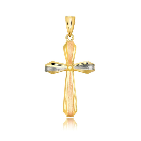 14k Tri-Color Cross Motif Pendant