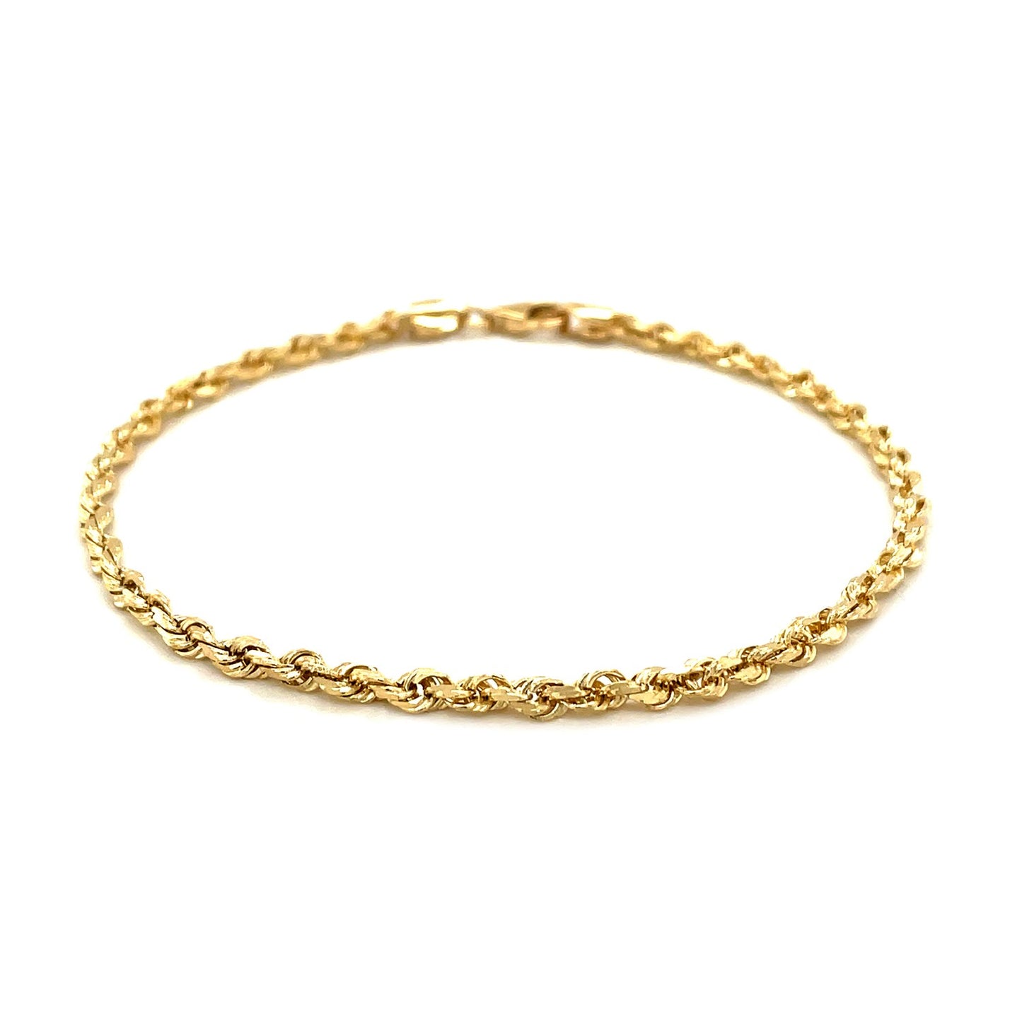 14k Solid Gold Diamond Cut Rope Bracelet (3mm)