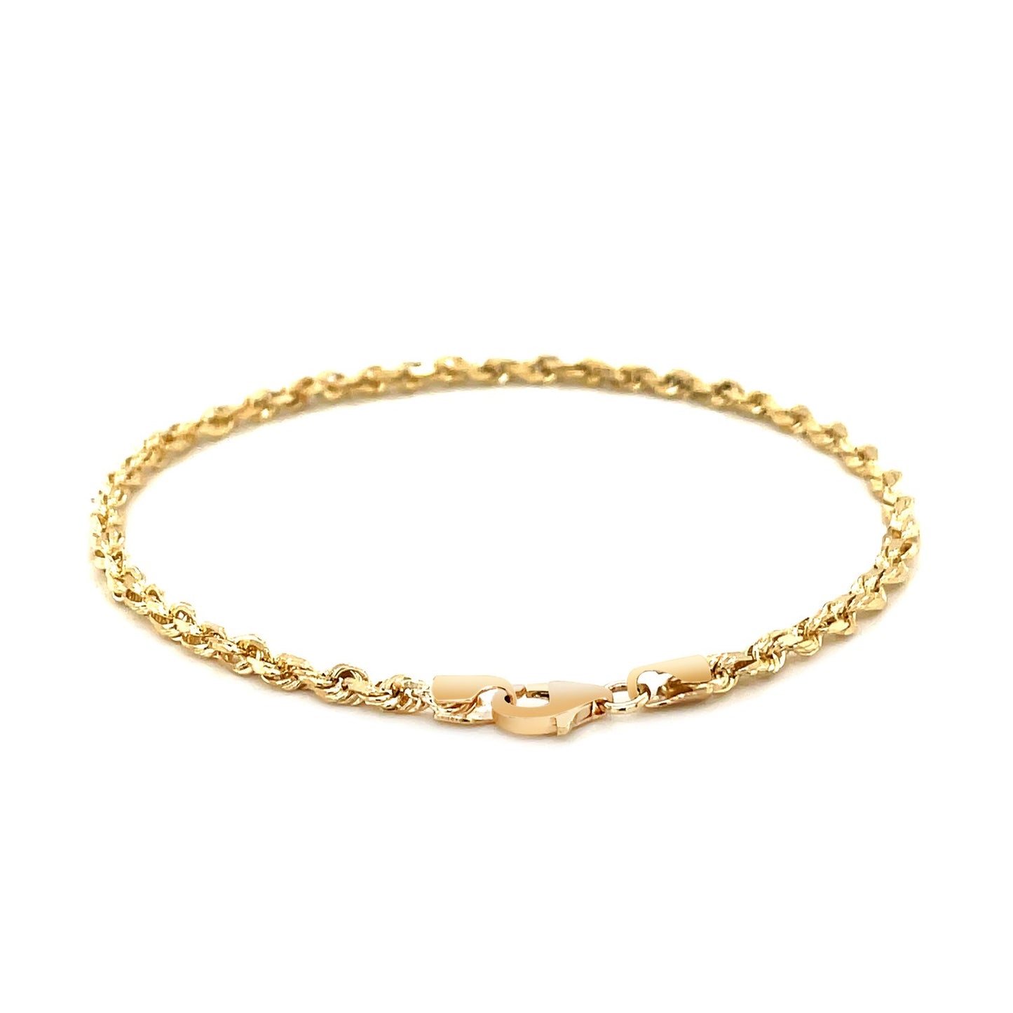 14k Solid Gold Diamond Cut Rope Bracelet (3mm)