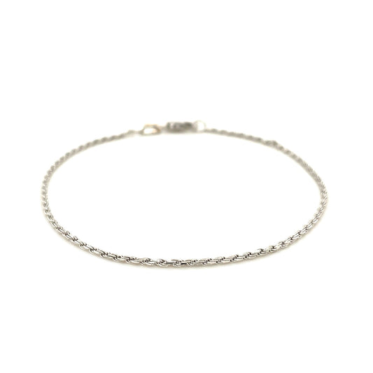 14k Solid Gold Diamond Cut Rope Bracelet (2mm)