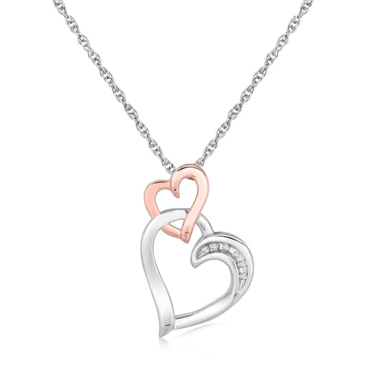 Diamond Cascading Dual Heart Pendant (.02 cttw)