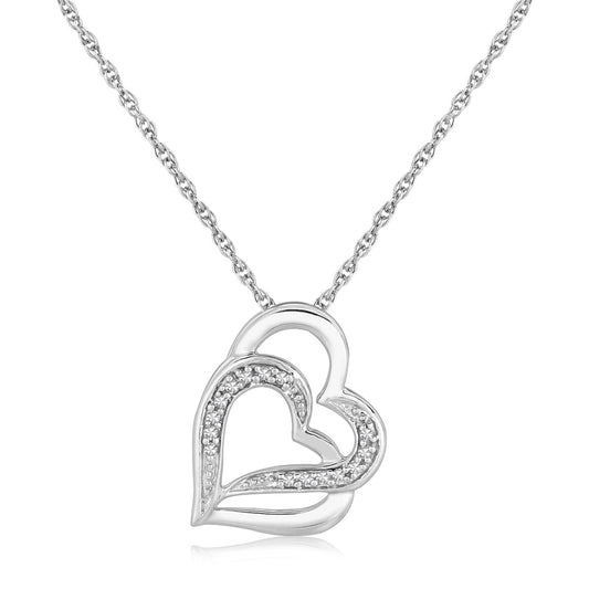 Diamond Dual Heart Motif Pendant (.06 cttw)