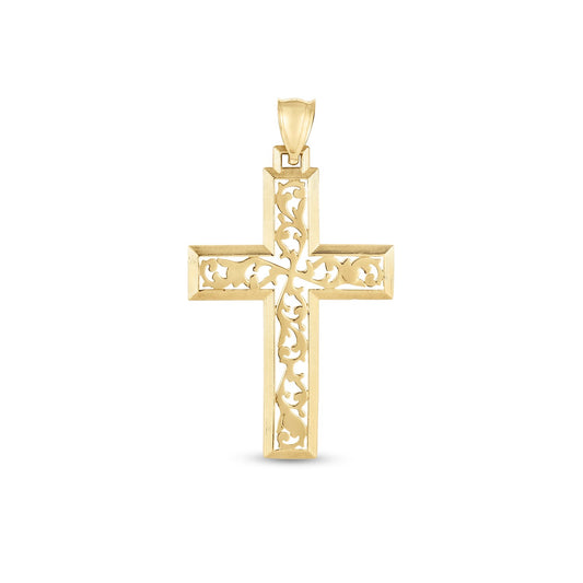 14k Vine Cross Pendant