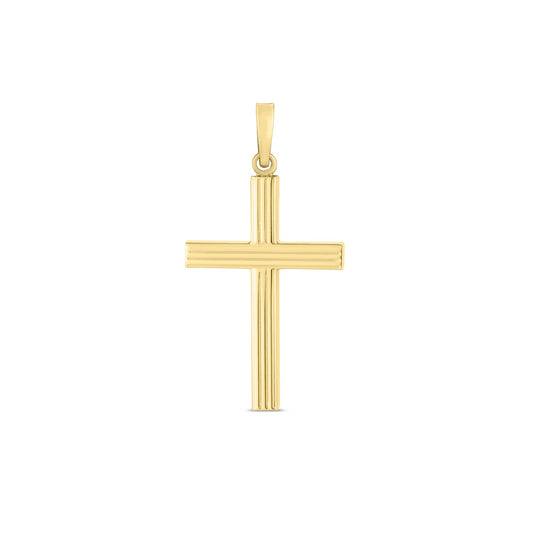 14k Ribber Cross Pendant