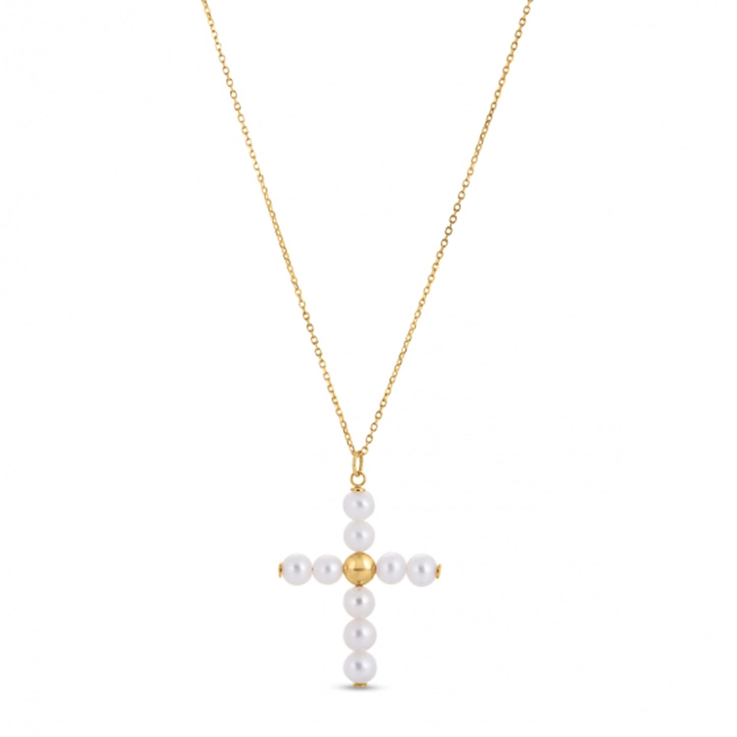 14k Pearl Cross Pendant