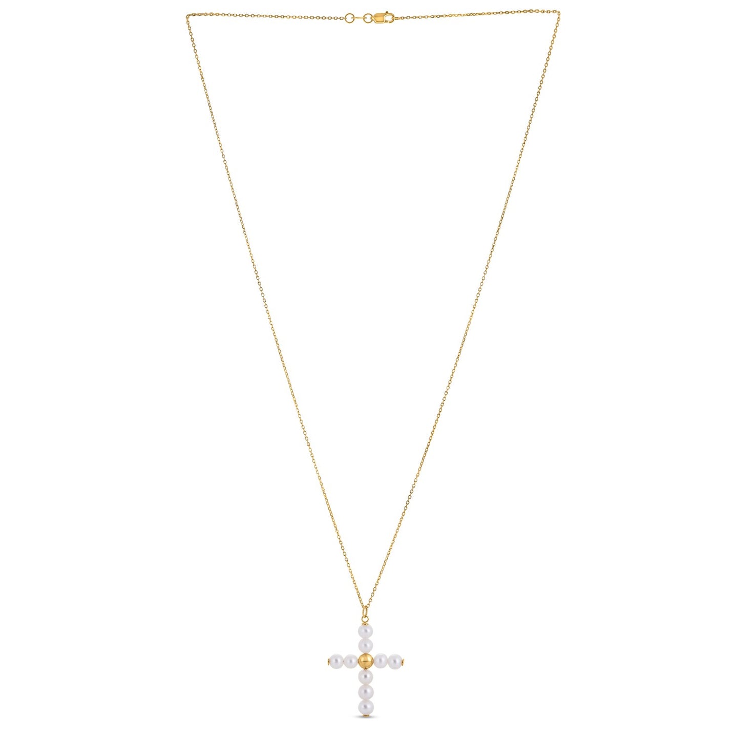 14k Pearl Cross Pendant