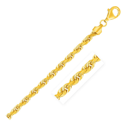 14k Solid Gold Diamond Cut Rope Chain (7mm)