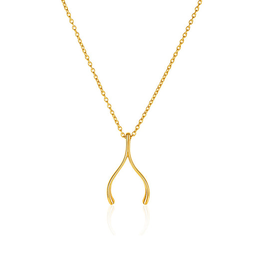 14k Wishbone Pendant