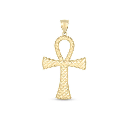 14k Textured Ankh Pendant