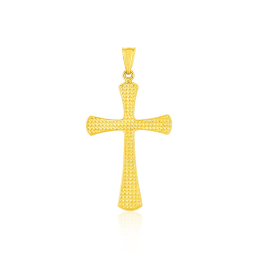 14k Beaded Texture Cross Pendant