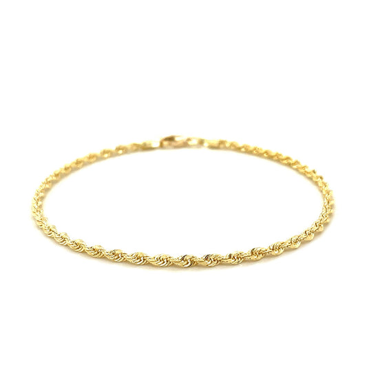 10k Solid Gold Diamond Cut Rope Bracelet (2.5mm)