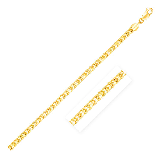 14k Solid Gold Diamond Cut Round Franco Bracelet (4.6mm)