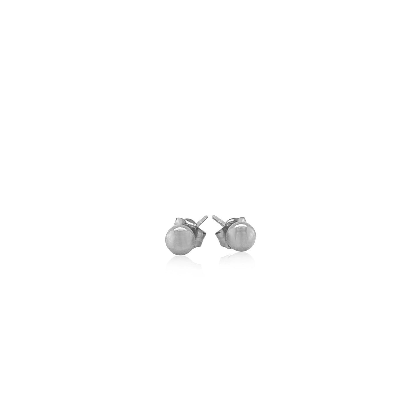 14k White Gold Round Stud Earrings (4.0 mm)