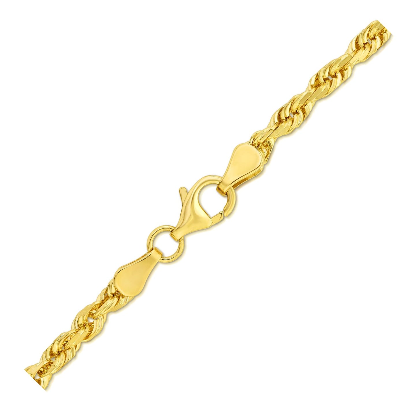 10k Solid Gold Diamond Cut Rope Bracelet (4mm)