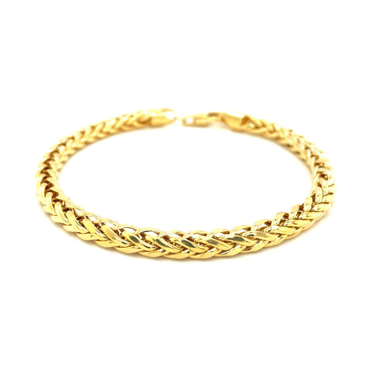 14k Solid Gold Diamond Cut Round Franco Bracelet (5.3mm)