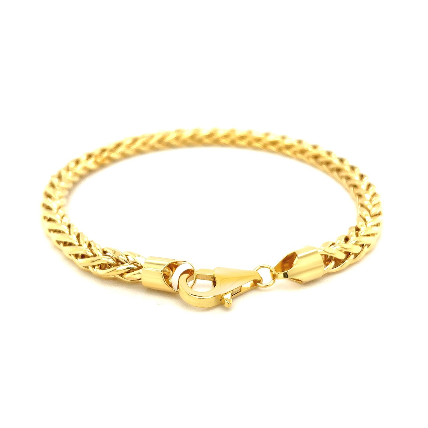 14k Solid Gold Diamond Cut Round Franco Bracelet (5.3mm)