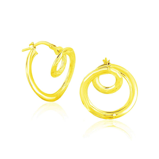 14k Yellow Gold Textured Coil Style Hoop Earrings