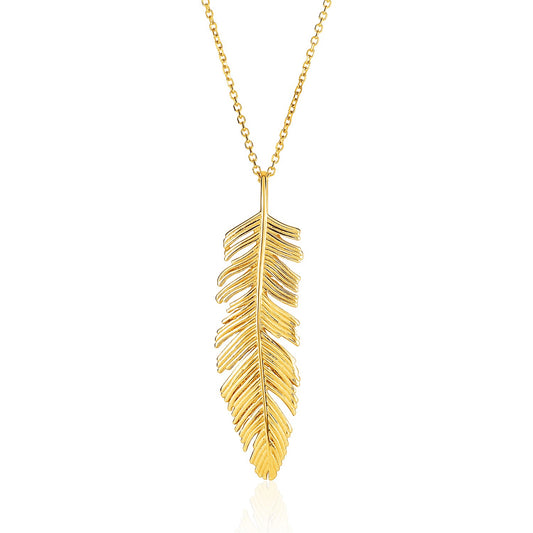 14k Feather Pendant