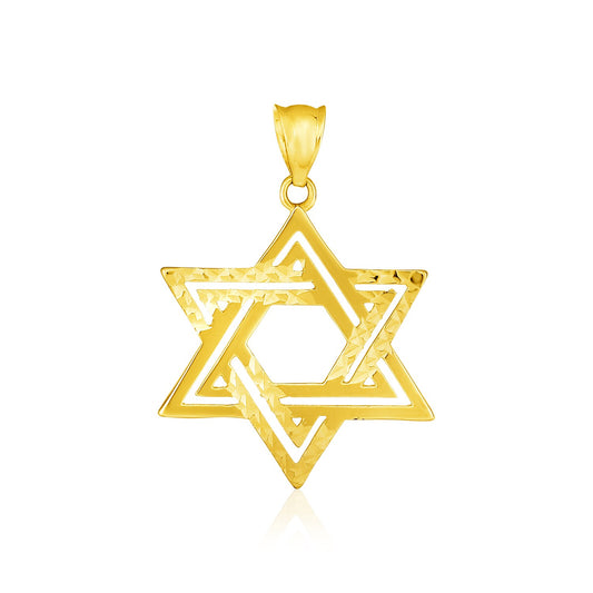 14k Textured Star of David Pendant