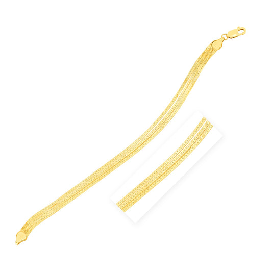 14k Solid Gold 3 Strand Herringbone Bracelet (1.8mm)