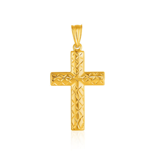 14k Textured Cross Pendant