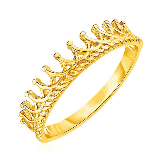 14k Gold Crown Motif Ring