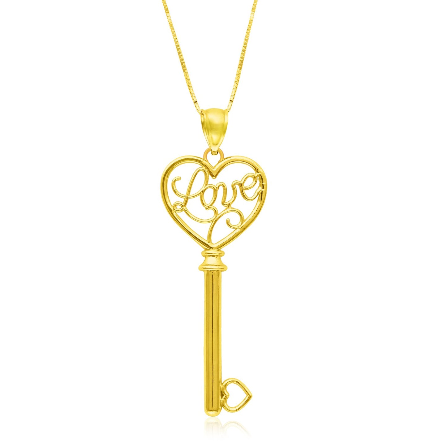 14k Heart Love Key Pendant